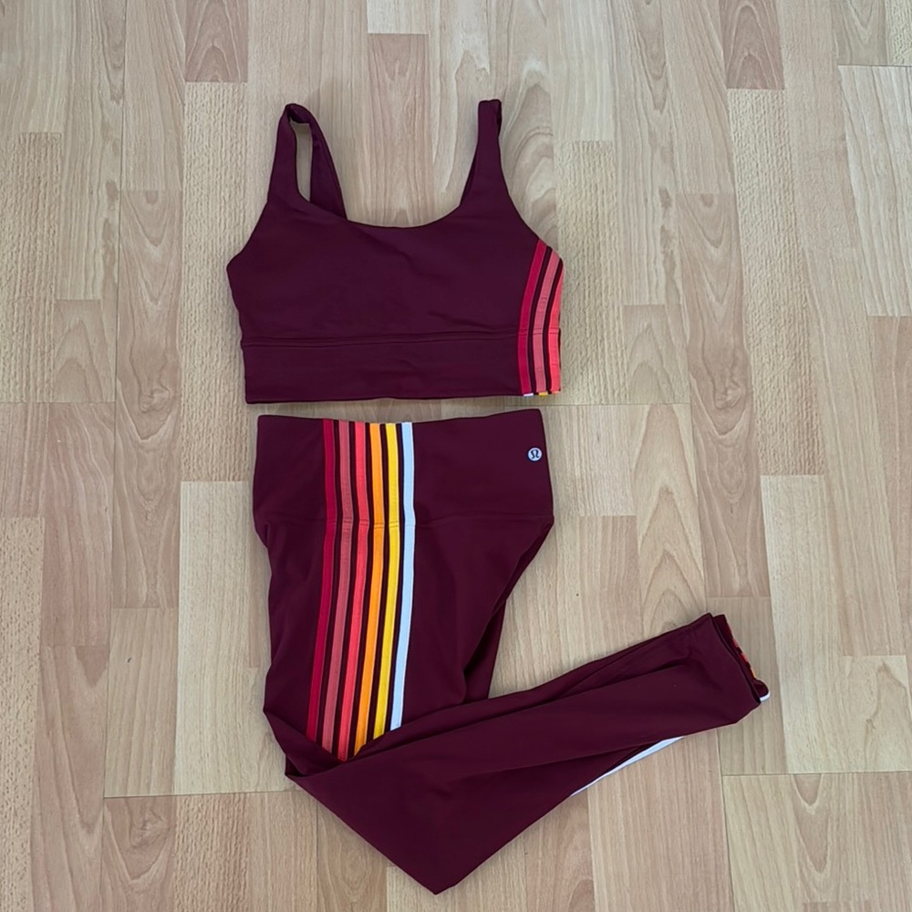 Lululemon Athletica Burgundy Set with Stripes